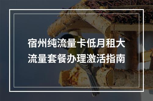 宿州纯流量卡低月租大流量套餐办理激活指南