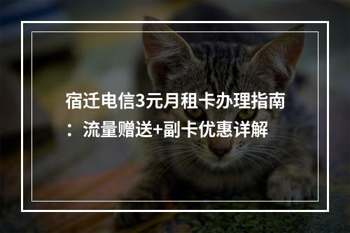 宿迁电信3元月租卡办理指南：流量赠送+副卡优惠详解