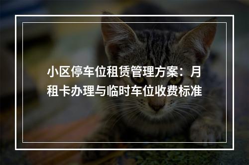 小区停车位租赁管理方案：月租卡办理与临时车位收费标准