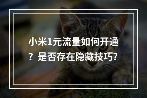 小米1元流量如何开通？是否存在隐藏技巧？