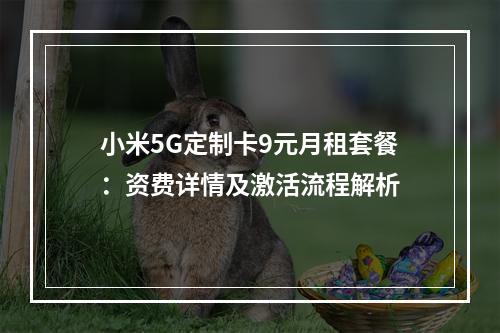 小米5G定制卡9元月租套餐：资费详情及激活流程解析