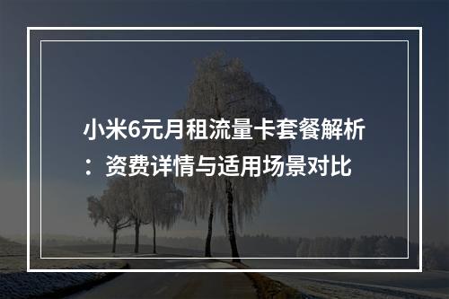 小米6元月租流量卡套餐解析：资费详情与适用场景对比