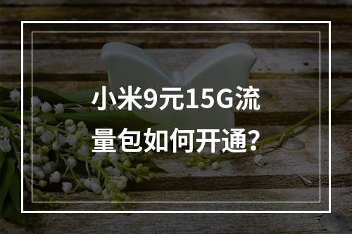 小米9元15G流量包如何开通？