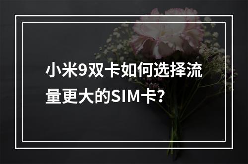 小米9双卡如何选择流量更大的SIM卡？