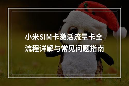 小米SIM卡激活流量卡全流程详解与常见问题指南
