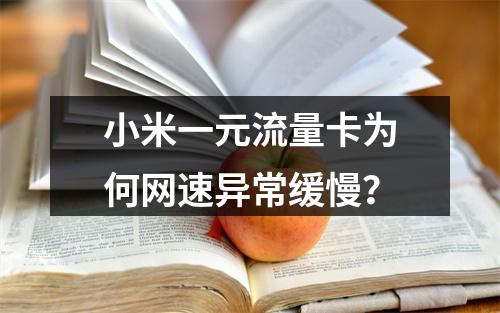 小米一元流量卡为何网速异常缓慢？