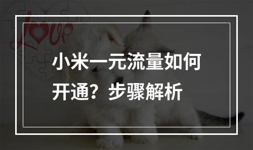小米一元流量如何开通？步骤解析