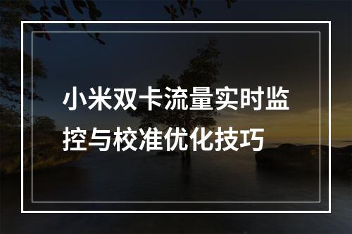 小米双卡流量实时监控与校准优化技巧