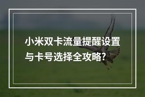 小米双卡流量提醒设置与卡号选择全攻略?