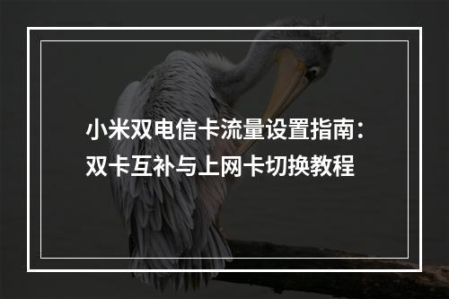 小米双电信卡流量设置指南：双卡互补与上网卡切换教程
