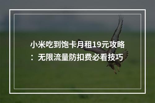 小米吃到饱卡月租19元攻略：无限流量防扣费必看技巧