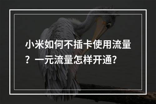 小米如何不插卡使用流量？一元流量怎样开通？