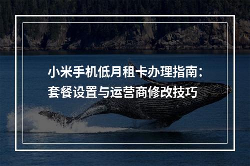 小米手机低月租卡办理指南：套餐设置与运营商修改技巧