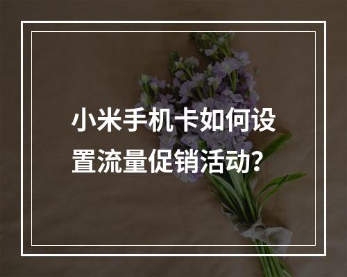 小米手机卡如何设置流量促销活动？