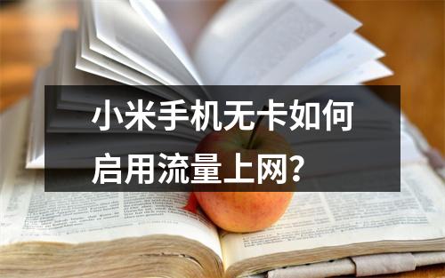小米手机无卡如何启用流量上网？