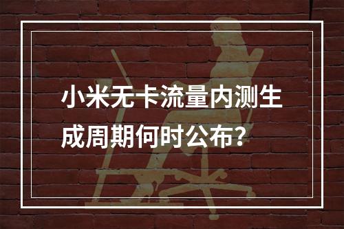 小米无卡流量内测生成周期何时公布？