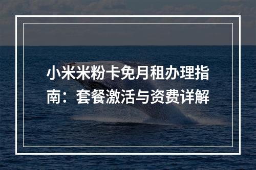 小米米粉卡免月租办理指南：套餐激活与资费详解