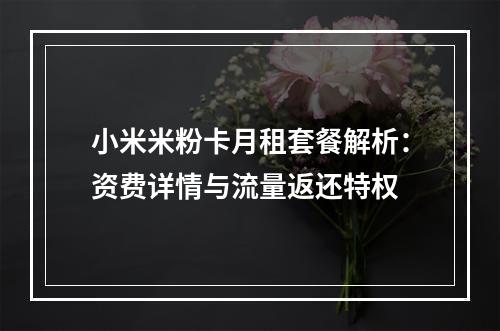 小米米粉卡月租套餐解析：资费详情与流量返还特权
