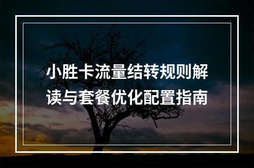 小胜卡流量结转规则解读与套餐优化配置指南