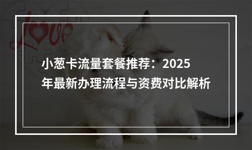 小葱卡流量套餐推荐：2025年最新办理流程与资费对比解析