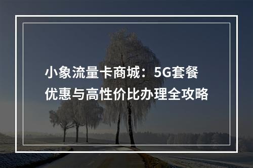 小象流量卡商城：5G套餐优惠与高性价比办理全攻略