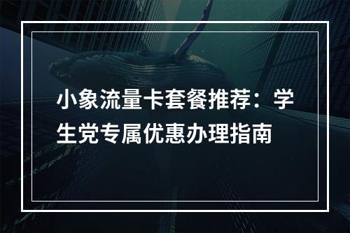 小象流量卡套餐推荐：学生党专属优惠办理指南