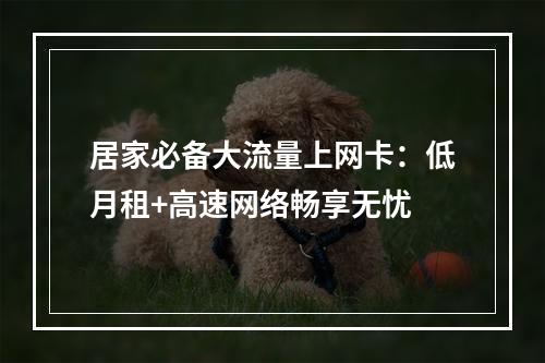 居家必备大流量上网卡：低月租+高速网络畅享无忧