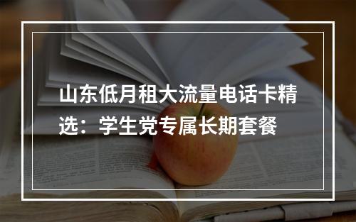 山东低月租大流量电话卡精选：学生党专属长期套餐