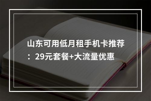 山东可用低月租手机卡推荐：29元套餐+大流量优惠