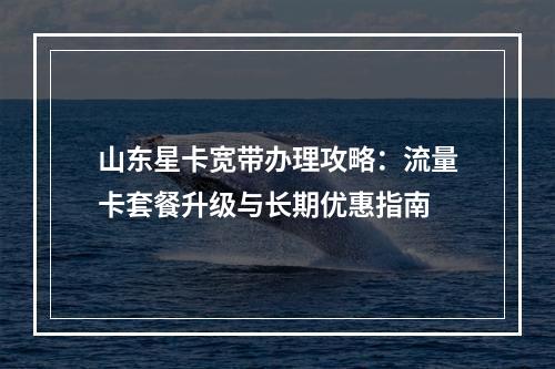 山东星卡宽带办理攻略：流量卡套餐升级与长期优惠指南