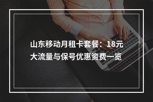 山东移动月租卡套餐：18元大流量与保号优惠资费一览