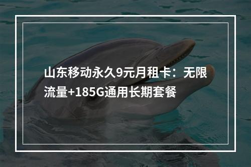 山东移动永久9元月租卡：无限流量+185G通用长期套餐