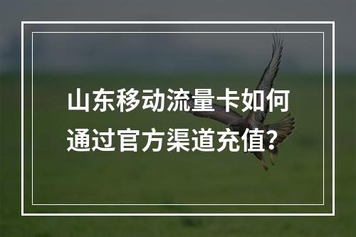 山东移动流量卡如何通过官方渠道充值？