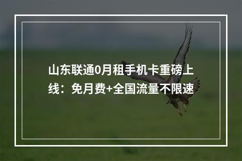 山东联通0月租手机卡重磅上线：免月费+全国流量不限速