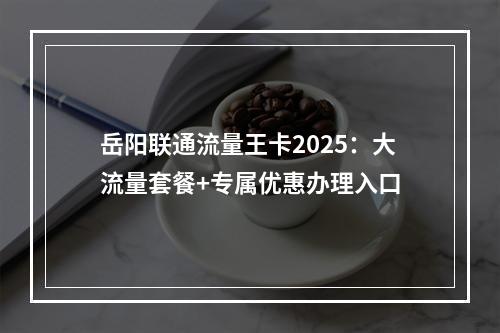 岳阳联通流量王卡2025：大流量套餐+专属优惠办理入口