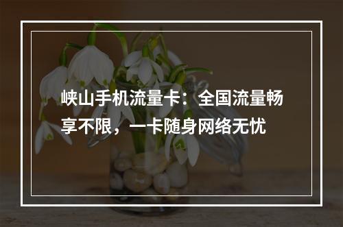 峡山手机流量卡：全国流量畅享不限，一卡随身网络无忧