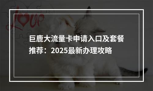 巨鹿大流量卡申请入口及套餐推荐：2025最新办理攻略