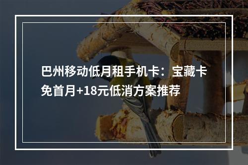 巴州移动低月租手机卡：宝藏卡免首月+18元低消方案推荐