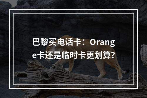 巴黎买电话卡：Orange卡还是临时卡更划算？