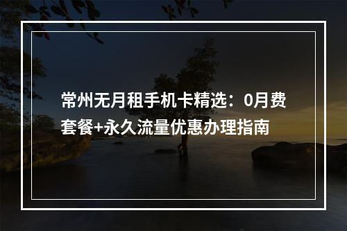 常州无月租手机卡精选：0月费套餐+永久流量优惠办理指南