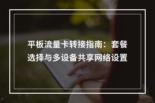 平板流量卡转接指南：套餐选择与多设备共享网络设置