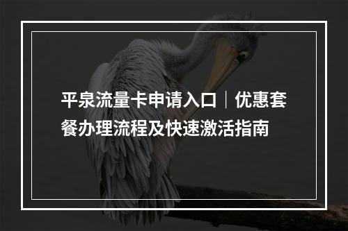 平泉流量卡申请入口｜优惠套餐办理流程及快速激活指南