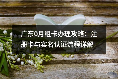 广东0月租卡办理攻略：注册卡与实名认证流程详解