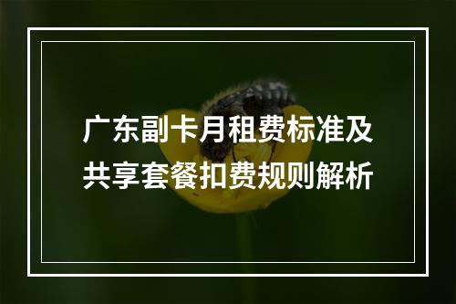 广东副卡月租费标准及共享套餐扣费规则解析