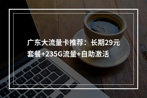 广东大流量卡推荐：长期29元套餐+235G流量+自助激活