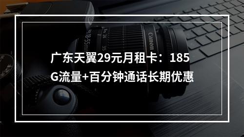 广东天翼29元月租卡：185G流量+百分钟通话长期优惠