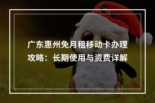 广东惠州免月租移动卡办理攻略：长期使用与资费详解