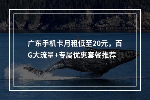 广东手机卡月租低至20元，百G大流量+专属优惠套餐推荐