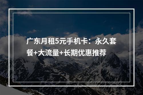 广东月租5元手机卡：永久套餐+大流量+长期优惠推荐