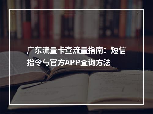 广东流量卡查流量指南：短信指令与官方APP查询方法